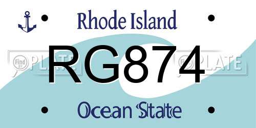 RG874 Rhode Island License Plate