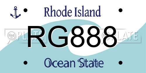 RG888 Rhode Island License Plate