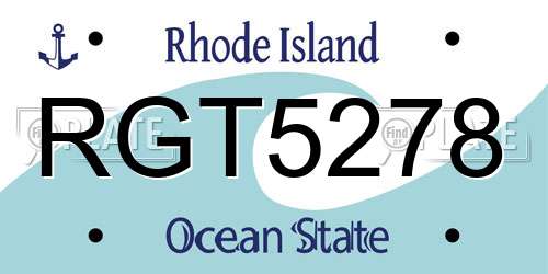 RGT5278 Rhode Island License Plate