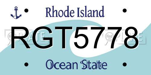 RGT5778 Rhode Island License Plate