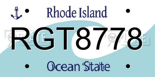 RGT8778 Rhode Island License Plate