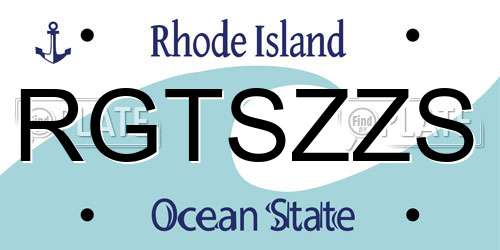 RGTSZZS Rhode Island License Plate