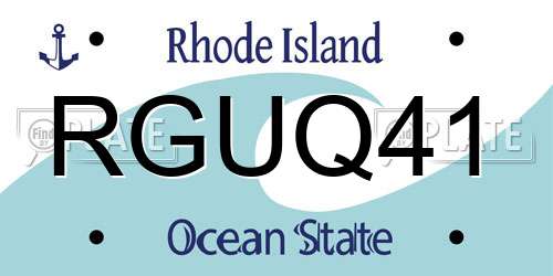 RGUQ41 Rhode Island License Plate