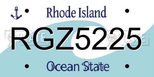 RGZ5225 Rhode Island License Plate