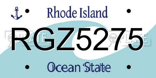 RGZ5275 Rhode Island License Plate