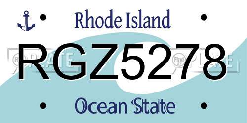 RGZ5278 Rhode Island License Plate