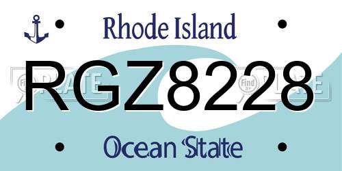 RGZ8228 Rhode Island License Plate