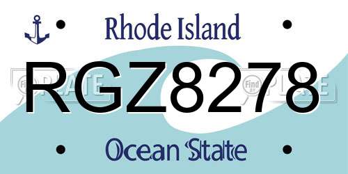 RGZ8278 Rhode Island License Plate