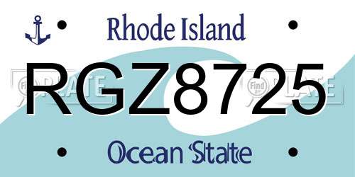 RGZ8725 Rhode Island License Plate
