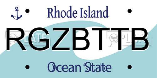 RGZBTTB Rhode Island License Plate