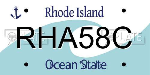 RHA58C Rhode Island License Plate