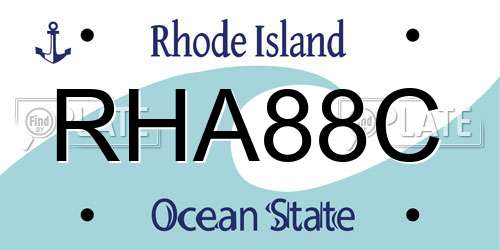 RHA88C Rhode Island License Plate