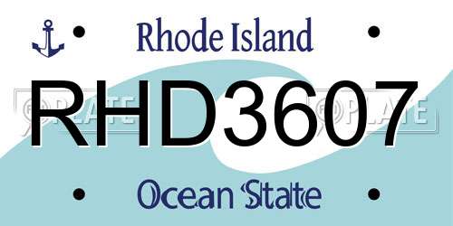 RHD3607 Rhode Island License Plate