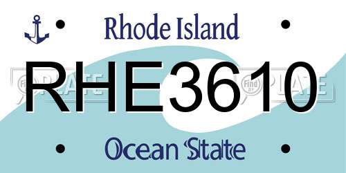 RHE3610 Rhode Island License Plate