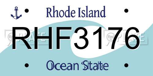 RHF3176 Rhode Island License Plate
