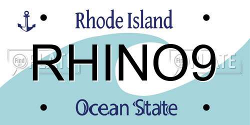 RHINO9 Rhode Island License Plate