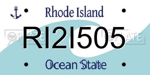 RI2I505 Rhode Island License Plate