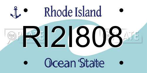 RI2I808 Rhode Island License Plate