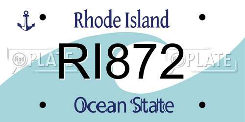 RI872 Rhode Island License Plate
