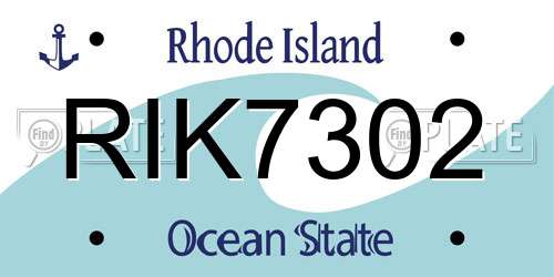 RIK7302 Rhode Island License Plate