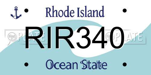 RIR340 Rhode Island License Plate