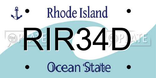 RIR34D Rhode Island License Plate