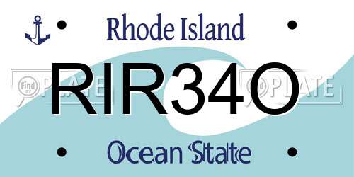RIR34O Rhode Island License Plate