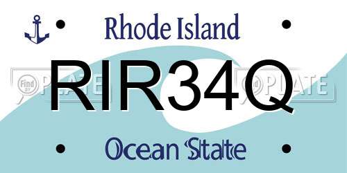 RIR34Q Rhode Island License Plate