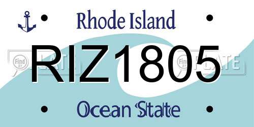 RIZ1805 Rhode Island License Plate