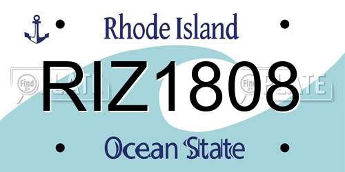 RIZ1808 Rhode Island License Plate