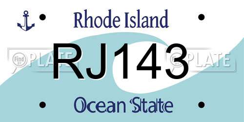 RJ143 Rhode Island License Plate