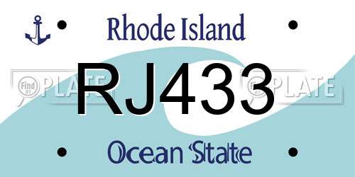RJ433 Rhode Island License Plate