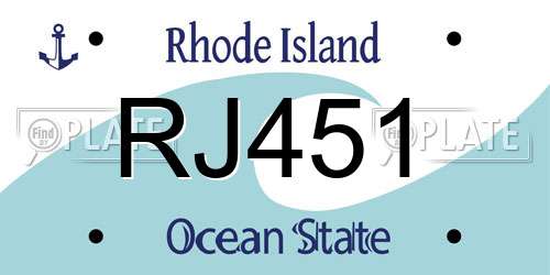 RJ451 Rhode Island License Plate