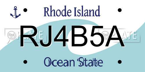 RJ4B5A Rhode Island License Plate