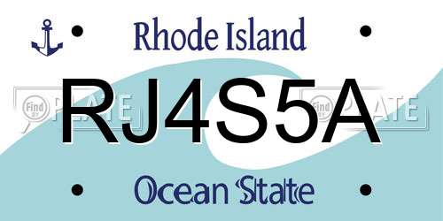 RJ4S5A Rhode Island License Plate