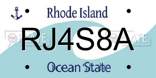 RJ4S8A Rhode Island License Plate