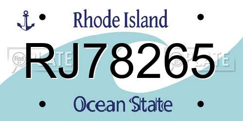 RJ78265 Rhode Island License Plate