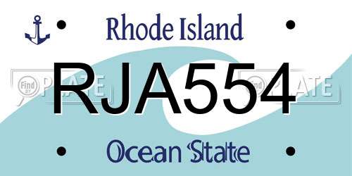 RJA554 Rhode Island License Plate
