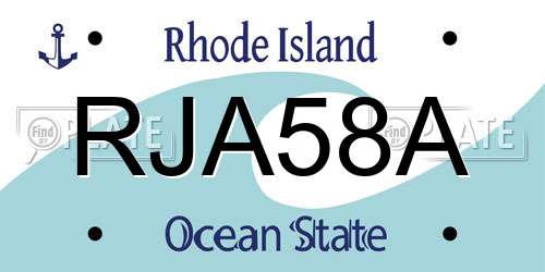 RJA58A Rhode Island License Plate