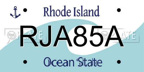 RJA85A Rhode Island License Plate