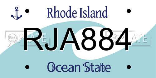 RJA884 Rhode Island License Plate