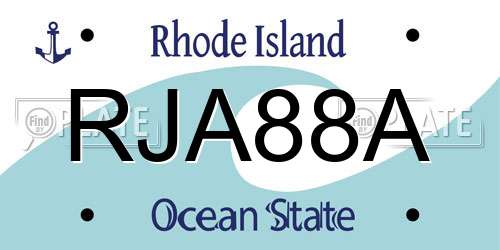 RJA88A Rhode Island License Plate