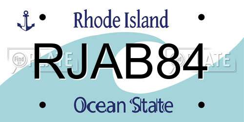 RJAB84 Rhode Island License Plate