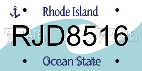RJD8516 Rhode Island License Plate