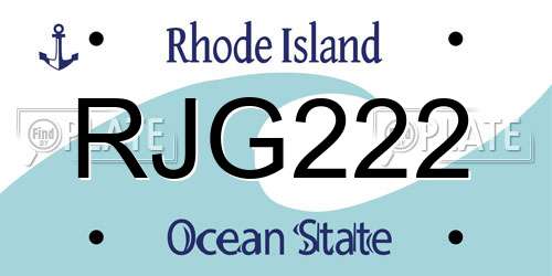 RJG222 Rhode Island License Plate