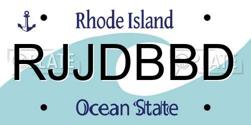 RJJDBBD Rhode Island License Plate