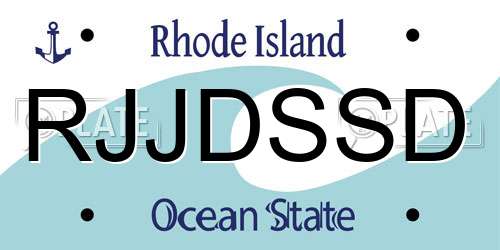 RJJDSSD Rhode Island License Plate