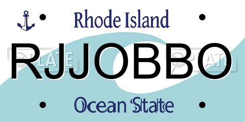 RJJOBBO Rhode Island License Plate