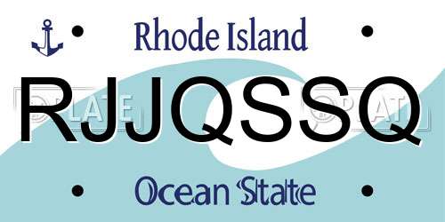 RJJQSSQ Rhode Island License Plate