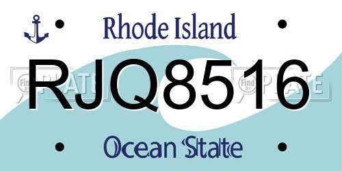 RJQ8516 Rhode Island License Plate